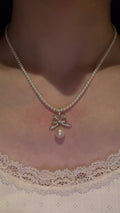 Princess Ribbon Bow Akoya Pearl Necklace